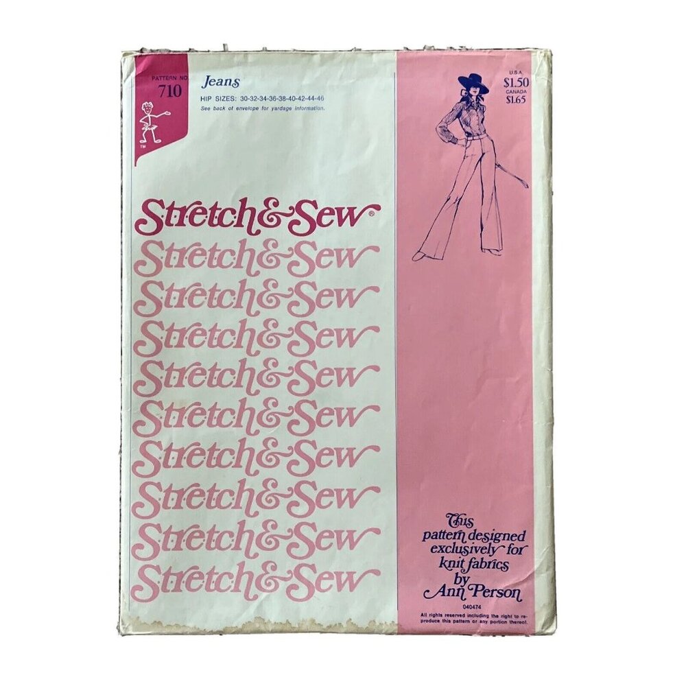 Stretch & Sew  710 Jeans Flared Wide Leg 2 Pocket Waist 21-37” UNCUT FF